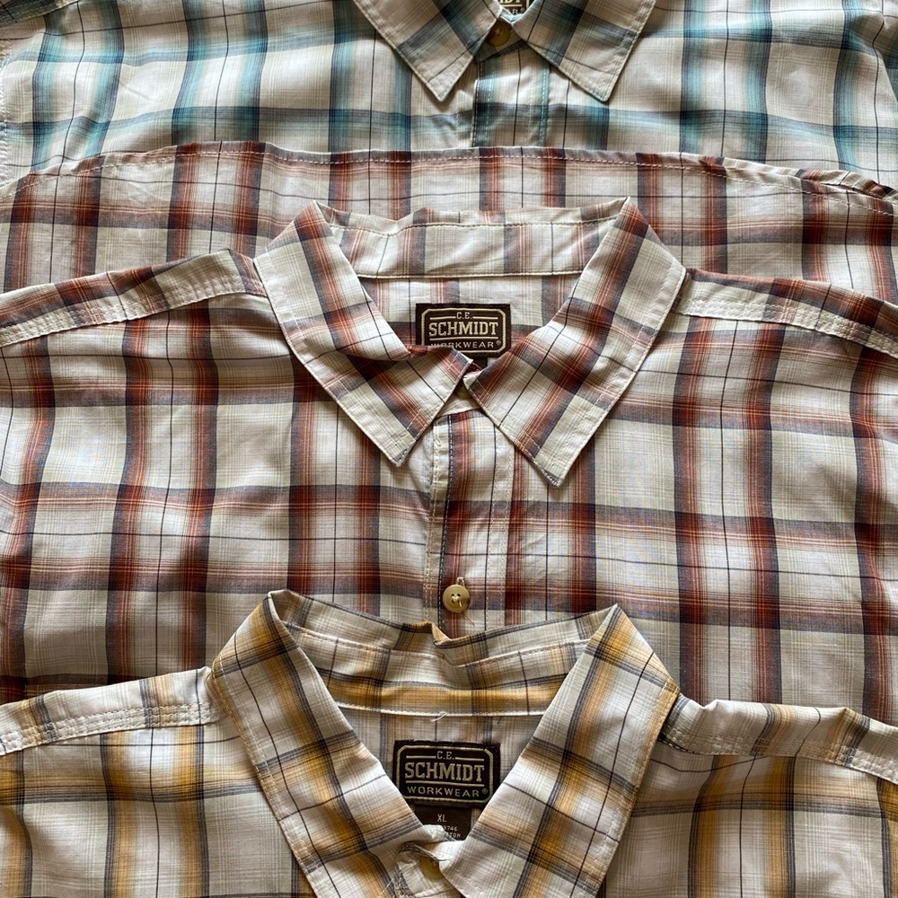 (3) BNWT SCHMIDT WORKWEAR Bundle of Mens XL shortsleeved button down